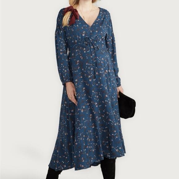 Hatch The Shana Midi Maternity Dress Moroccan Blue Multi Floral Size 1 Small S - Picture 1 of 14